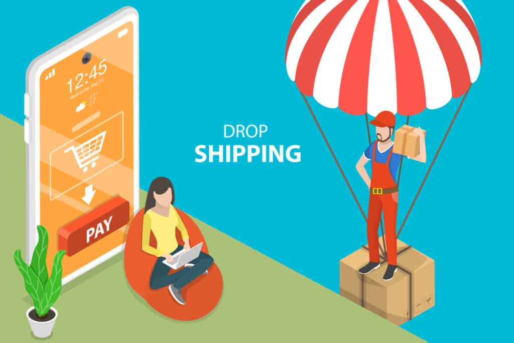 Drop shipping on a mobile phone with a parachute.