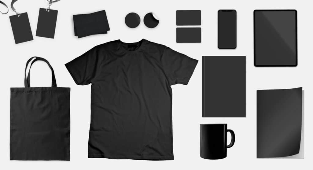 A black t-shirt and mug featuring an Amazon print on demand design, showcased on a clean white background.