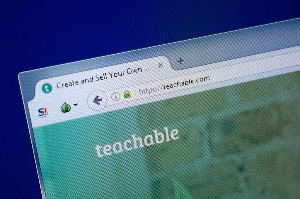 A screen shot of the teachable website, designed to sell your courses online.